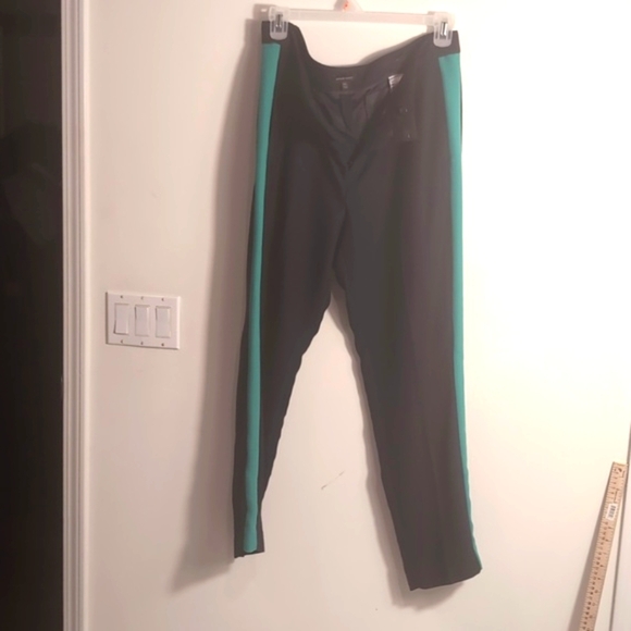 Banana Republic Avery Black with green trim Trousers Size 14Long - Picture 3 of 12